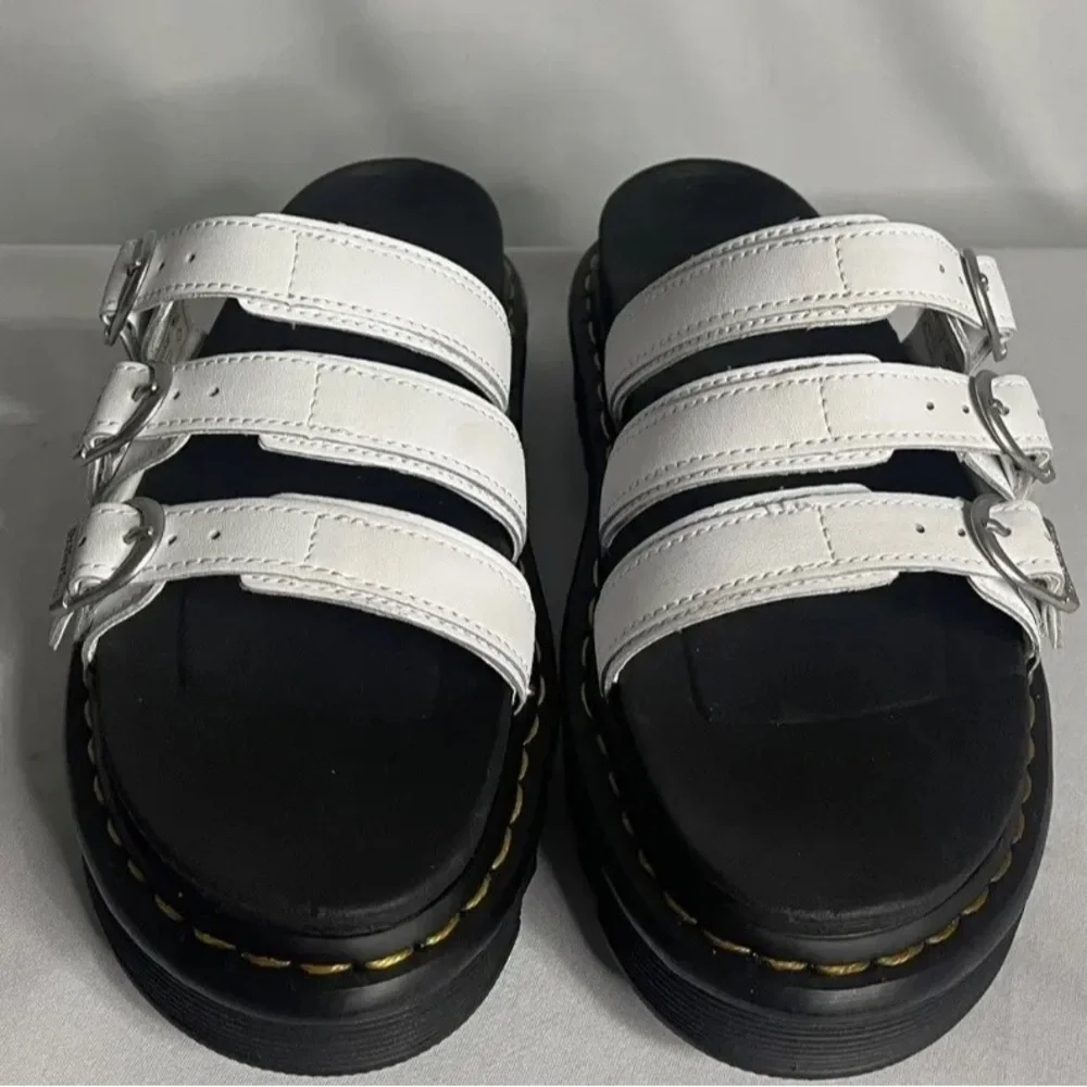 Dr Martens Blaire Slide Womens White 3 Strap Buckle Platform Sandals - Picture 2 of 5